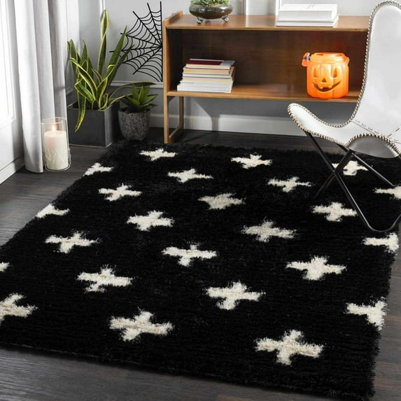BoutiqueRugs Keperra Contemporary Area Rug - Black, Ivory - 8' x 10'