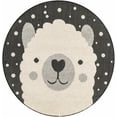 thumbnail image 1 of BoutiqueRugs Kids Collection Vita Llama Animal Design Area Rug for Nursery, Playroom, Toddler Room - Outdoor Safe Kids Round Rug - Nursery Rug - Black, Charcoal, Ivory - 3'11" Round, 1 of 3