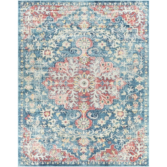BoutiqueRugs Knowsley Traditional Area Rug - Navy, Off White, Mustard - 5'3" x 7'3"