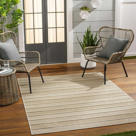BoutiqueRugs Idana Contemporary Runner Rug - Outdoor Safe - Bone, Dark Brown, Dark Beige - 2'7" x 7'3" Runner