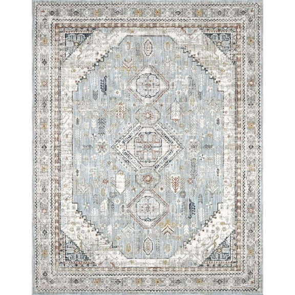 BoutiqueRugs Kouta Farmhouse Traditional Area Rug - Bordered Medallion Carpet for Living Room, Bedroom, Dining Room - Beachhouse - 2' x 2'11"