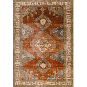 BoutiqueRugs Kullar Bohemian, Transitional Area Rug - Machine Washable - Burnt Orange, Orange, Rust - 2'7" x 4'