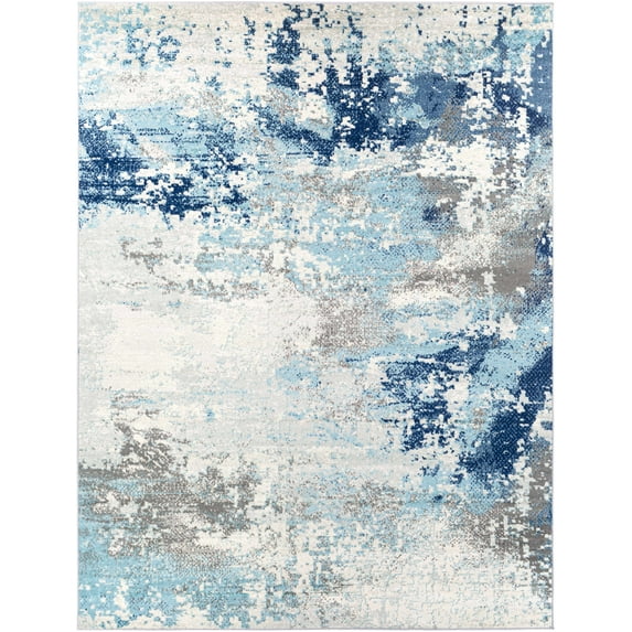 BoutiqueRugs Kuluin Contemporary Area Rug - Navy, Aqua, Off White - 7'10" x 10'2"