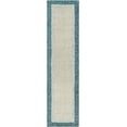 thumbnail image 1 of Boutique Rugs Kuruman Bordered Teal Wool Runner Rug - Teal, Light Gray, Medium Gray - 2'6" x 10' Runner, 1 of 12