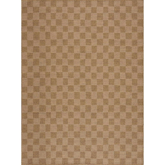 BoutiqueRugs Kuval Checkered Outdoor Area Rug - Outdoor Safe - Camel - 2'7" x 4'
