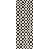 BoutiqueRugs Lajos Black & White Checkered Runner Rug - Rose Cream - 2'8" x 7'3" Runner