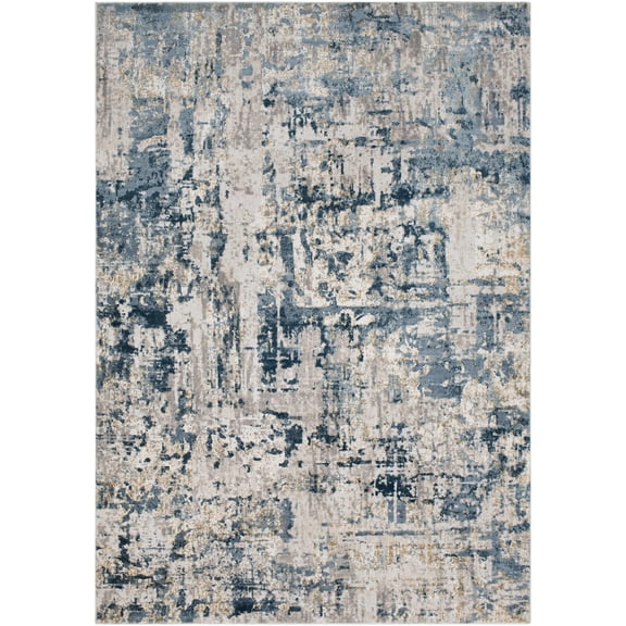 BoutiqueRugs Larne Contemporary Area Rug - Light Blue, Navy, Gray - 6'7" x 9'6"
