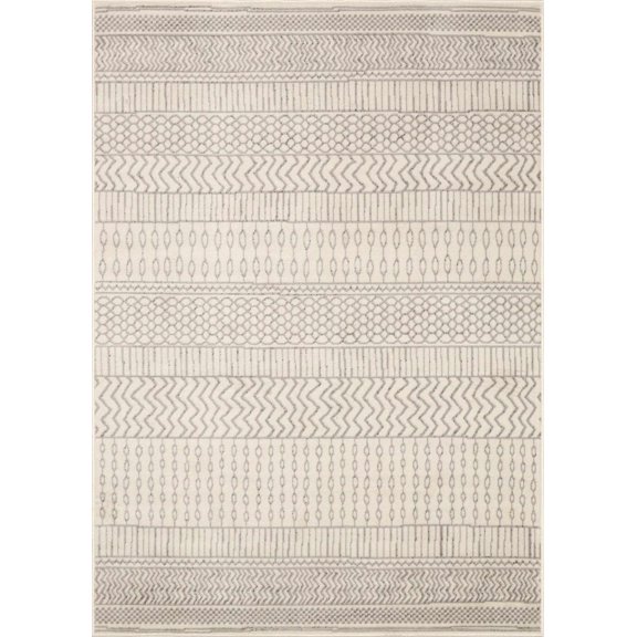 BoutiqueRugs Lascassas Bohemian, Transitional Area Rug - Medium Gray, Charcoal, Off White - 5' x 7'