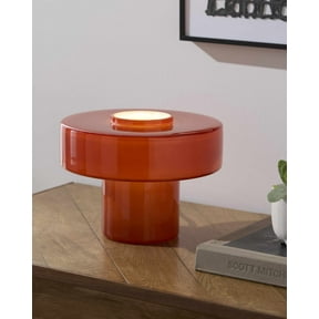 BoutiqueRugs Lauenhagen Contemporary Geometric Glass Bedside Table Lamp for Bedroom Nightstand - Modern End Side Lighting for Living Room - Brown, Rust - 7" H