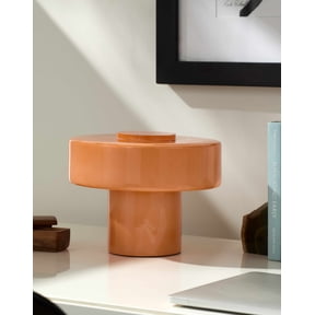 BoutiqueRugs Lauenhagen Contemporary Geometric Glass Bedside Table Lamp for Bedroom Nightstand - Modern End Side Lighting for Living Room - Orange - 7" H