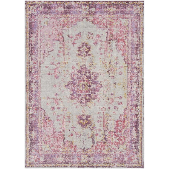 BoutiqueRugs Laureldale Traditional Area Rug - Red, Light Gray, Lavender - 3'11" x 5'11"