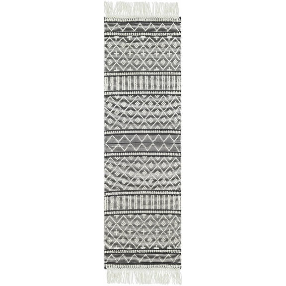 BoutiqueRugs Leon Traditional, Transitional Runner Rug - Black, White - 2'6" x 8' Runner