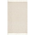 thumbnail image 1 of BoutiqueRugs Leonardtown Boho Hand Woven Wool High Low Textured Area Rug - Farmhouse Trellis Pattern with Tassel Carpet for Living Room - Ivory, Cream, Light Peach - 5' x 7'6" (5x8 Area Rug), 1 of 16