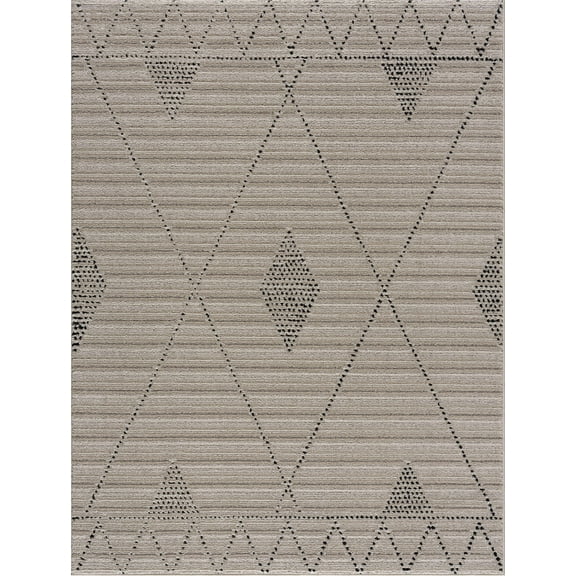 BoutiqueRugs Lexi Farmhouse Area Rug - Ivory, Beige - 3'11" x 5'7"