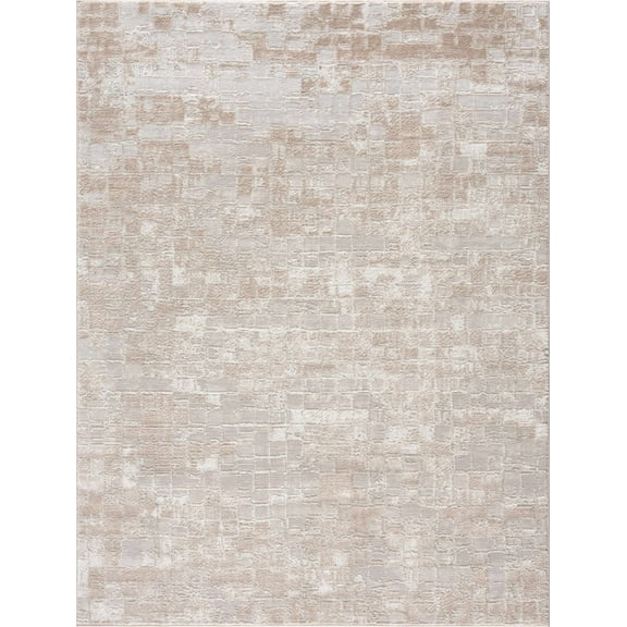 BoutiqueRugs Liverpool Modern Checkered Area Rug - Contemporary Checkered Carpet for Living Room - Ivory, Light Brown, Peach - 2' x 3'