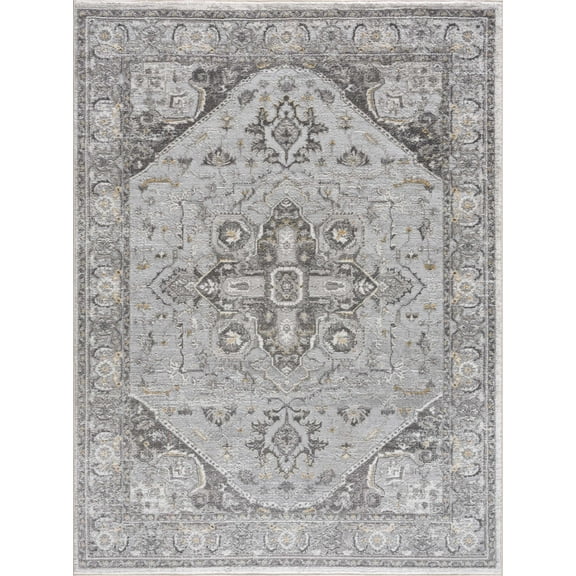 BoutiqueRugs Liverpool Traditional Area Rug - Charcoal, Medium Gray, Light Gray - 6'7" x 9'