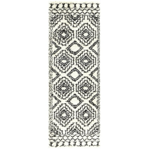 BoutiqueRugs Lloydminster Bohemian, Transitional Runner Rug - Black, Cream - 2'7" x 7'3" Runner
