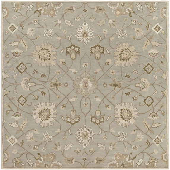 BoutiqueRugs Logville Traditional Area Rug - Ivory, Gray, Olive - 6' Square