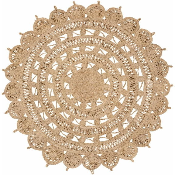 BoutiqueRugs Longville Hand-Woven Jute Area Rug - Tan - 3' Round