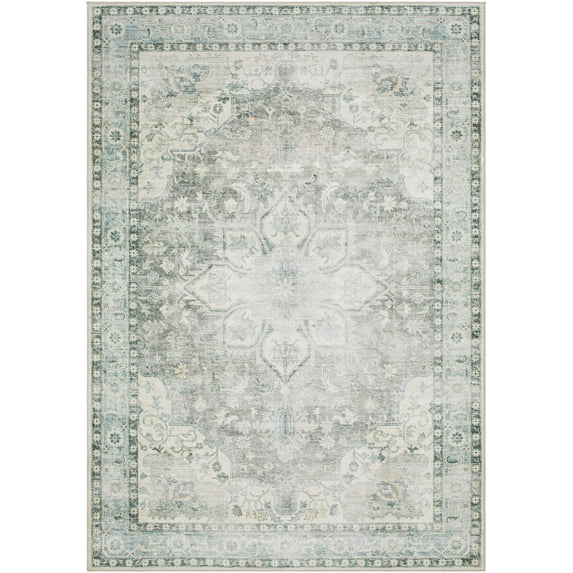 BoutiqueRugs Lotan Traditional Area Rug - Machine Washable - Light Gray, Pale Slate, Sterling Gray - 5'3" x 7'7"