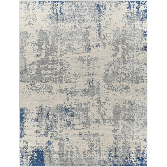 BoutiqueRugs Lubao Contemporary Area Rug - Blue, Charcoal, Light Gray - 6'7" x 9'6"