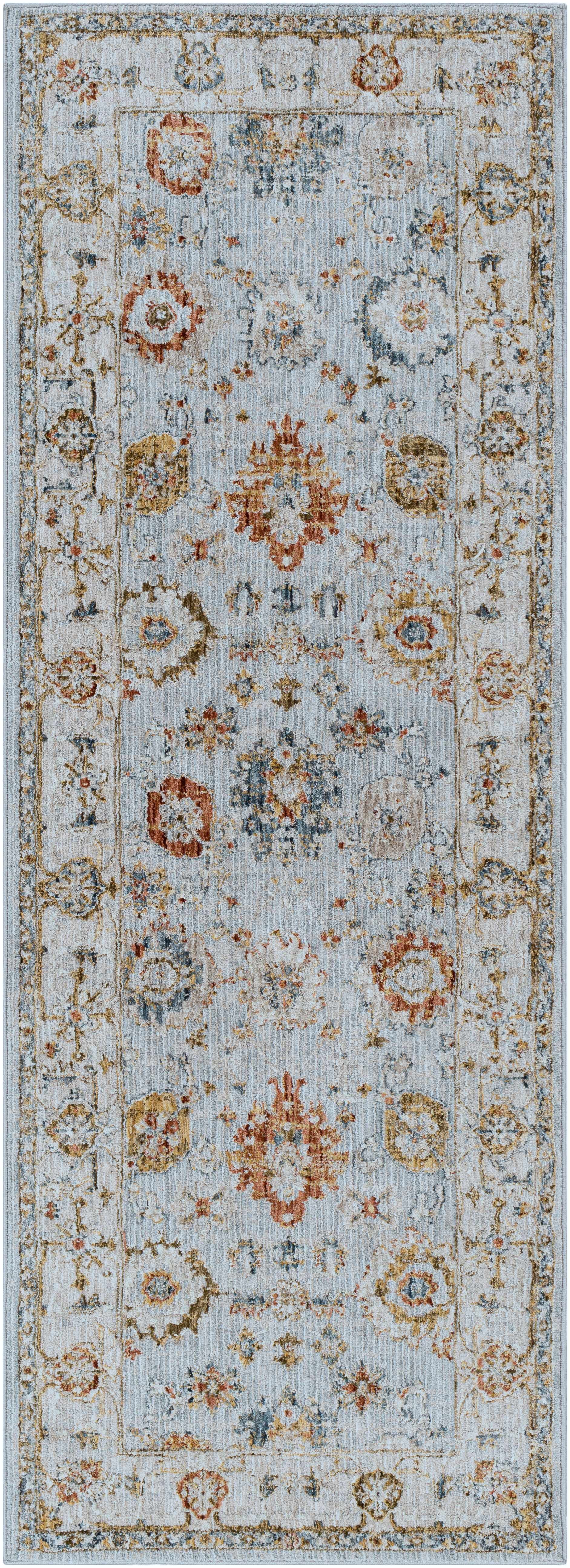 Light Traditional Rug BoutiqueRugs Luklukan Traditional Runner Rug - Light Gray, Cream, Denim ...