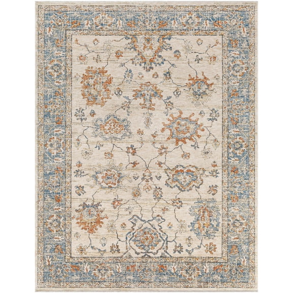BoutiqueRugs Luma Traditional Area Rug - LightBeige, Slate Blue, Mustard - 6'7" Round