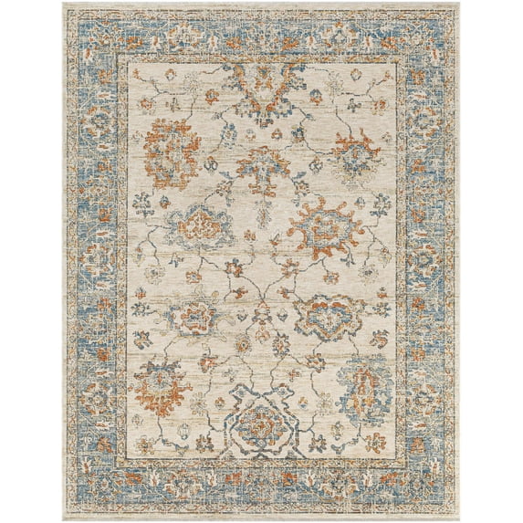 BoutiqueRugs Luma Traditional Area Rug - LightBeige, Slate Blue, Mustard - 7'10" Round