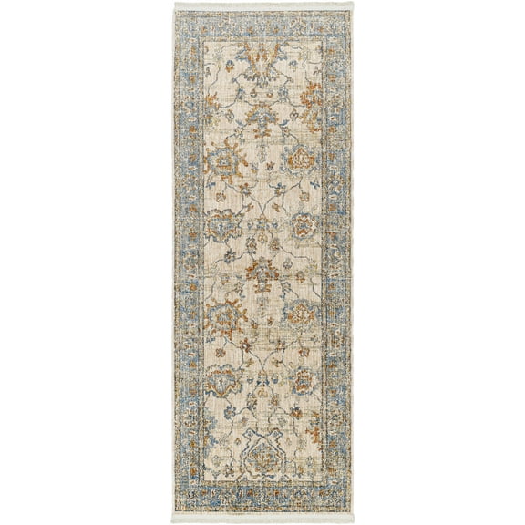 BoutiqueRugs Luma Traditional Runner Rug - LightBeige, Slate Blue, Mustard - 2'10" x 12' Runner