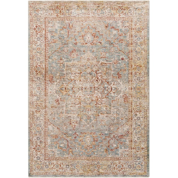 Boutique Rugs Lumpkin Traditional Area Rug - Teal, Pale Blue, Charcoal - 7'10" x 10'2"