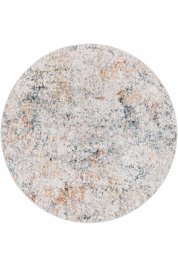 BoutiqueRugs Lydney Contemporary Area Rug - Light Gray, Off White, Navy - 6'7" Round