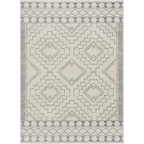 BoutiqueRugs MARASH Bohemian, Contemporary, Farmhouse Area Rug - Ivory, Gray - 7'10" x 10'