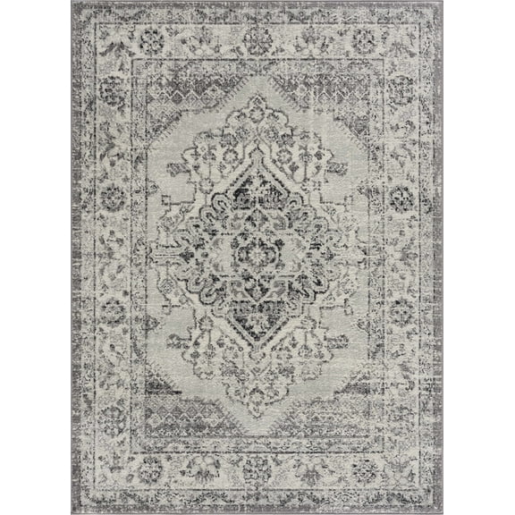BoutiqueRugs MARASH Traditional Area Rug - Black, Off White, Ivory - 6'7" x 9'