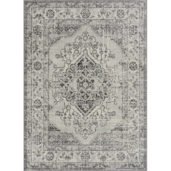 BoutiqueRugs MARASH Traditional Area Rug - Black, Off White, Ivory - 7'10" x 10'
