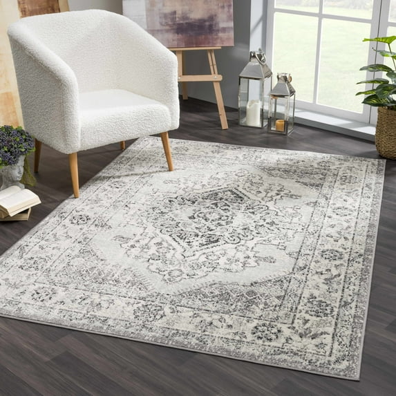 BoutiqueRugs MARASH Traditional Runner Rug - Black, Off White, Ivory - 2'7" x 7'3" Runner
