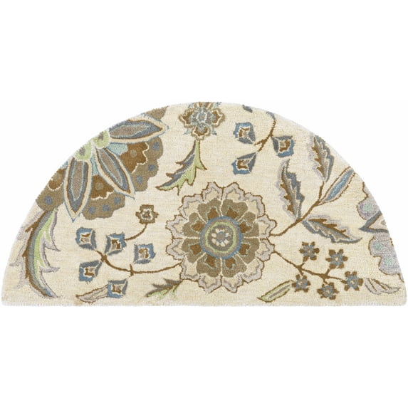 BoutiqueRugs Mack Boho Hand Tufted Wool Natural Fiber Soft Area Rug - Traditional Floral Carpet for Living Room, Bedroom, Dining Room - Cream, Blue, Sage - 2' x 4'