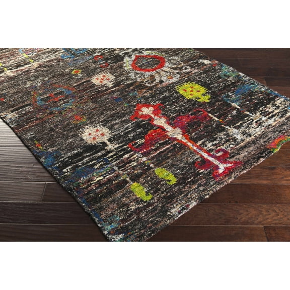 BoutiqueRugs Macy Bohemian/Global Area Rug - Black, Rust, Denim - 5' x 8'