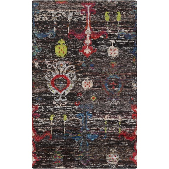 BoutiqueRugs Macy Bohemian/Global Area Rug - Black, Rust, Denim - 5' x 8'