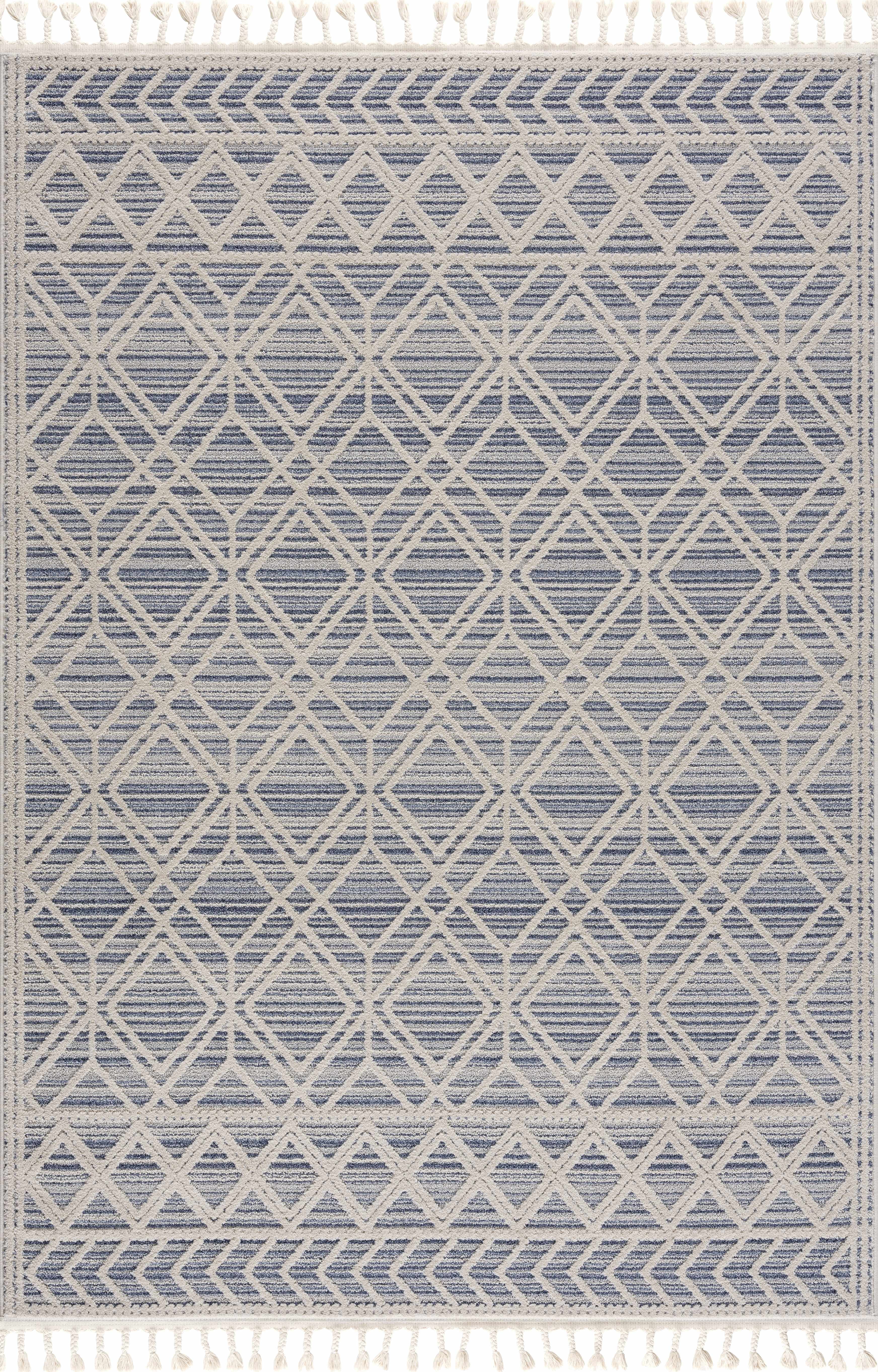 BoutiqueRugs Magnolia Contemporary, Transitional Area Rug - Light Blue, Navy, Medium Gray - 8'10" x 12'