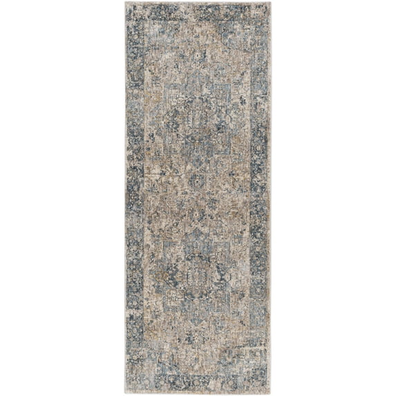 BoutiqueRugs Magrath Traditional Runner Rug - Teal, Pale Blue, Mustard - 2'7" x 7'3" Runner