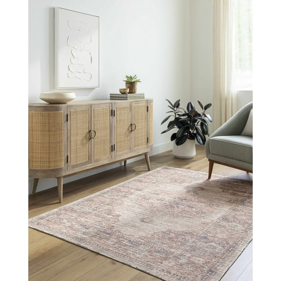 BoutiqueRugs Maja Traditional Area Rug - Machine Washable - Light Gray, Dark Brown, Teal - 18" x 18" Sample