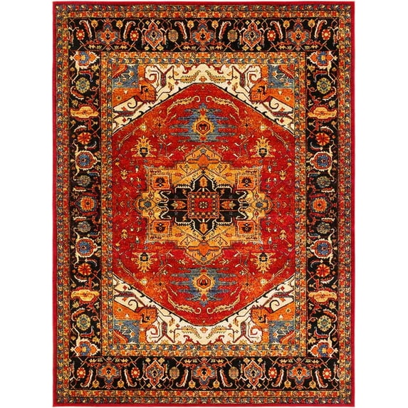 BoutiqueRugs Malpas Traditional Area Rug - Burgundy, Black, Light Brown - 2' x 2'11"