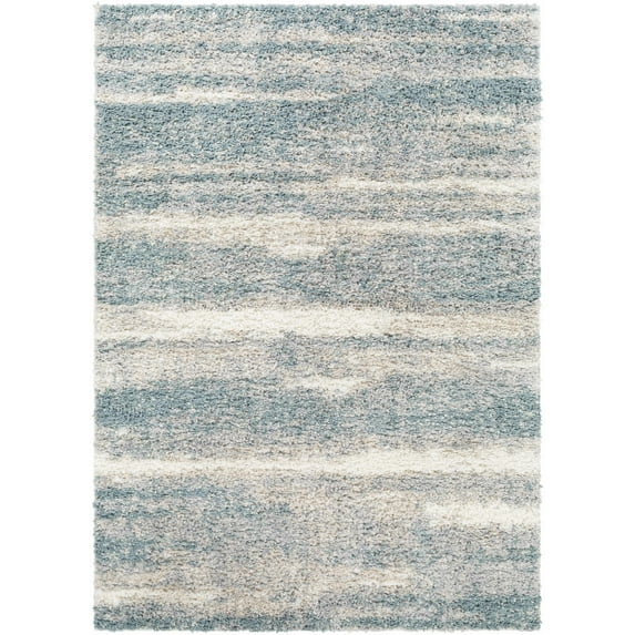 BoutiqueRugs Manquiring Contemporary Area Rug - Blue, Medium Gray, Light Gray - 6'7" x 9'