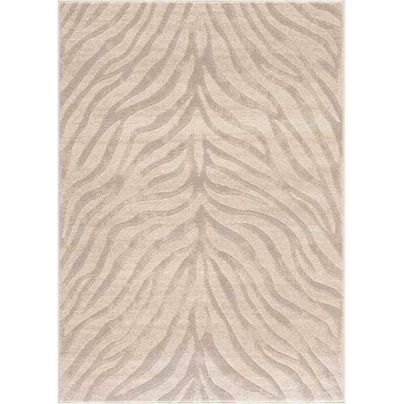 BoutiqueRugs Manteca Zebra Print Area Rug - Peach, Light Gray, Taupe - 8'10" x 12'3"