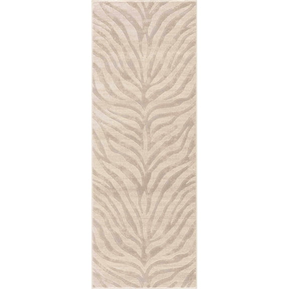 BoutiqueRugs Manteca Zebra Print Runner Rug - Peach, Light Gray, Taupe - 2'7" x 7'3" Runner