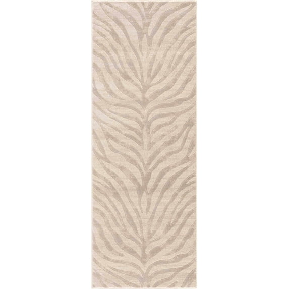BoutiqueRugs Manteca Zebra Print Runner Rug - Peach, Light Gray, Taupe - 2'7" x 7'3" Runner