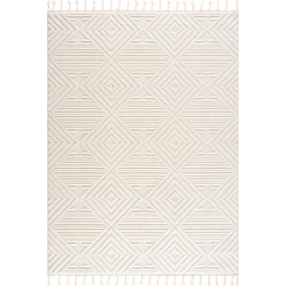 BoutiqueRugs Manyas Bohemian, Transitional Area Rug - Light Gray, Cream - 8'10" x 12'