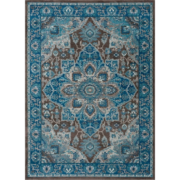 BoutiqueRugs Mardin Farmhouse Area Rug - Beige, Aqua - 7'10" x 10'3"