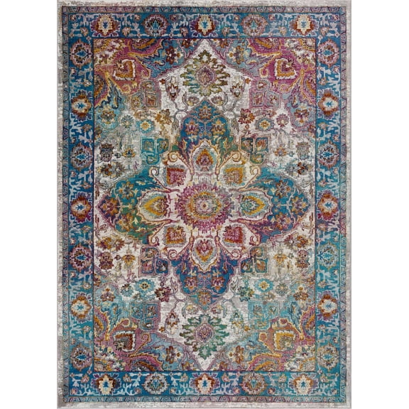 BoutiqueRugs Mardin Traditional Area Rug - Blue, Light Blue, Purple - 5'3" x 7'3"