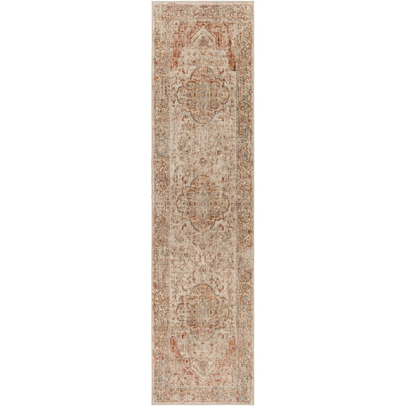 BoutiqueRugs Marieville Traditional Runner Rug - Light Gray, Rust, Medium Gray - 2'7" x 10' Runner